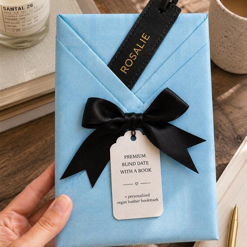 Premium personalised Blind Date With a Book with black ribbon